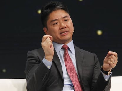 Richard Liu, presidente y consejero delegado de JD.com, durante su intervención en el World Retail Congress, en Madrid, este martes.