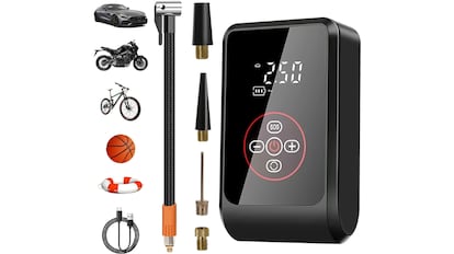 Vista del compresor de aire inalámbrico con descuento en Amazon.