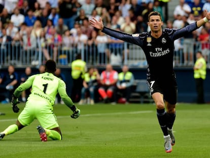 Cristiano celebra el seu gol al Màlaga.