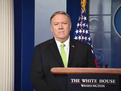 El secretario de Estado estadounidense, Mike Pompeo, este viernes en la Casa Blanca.