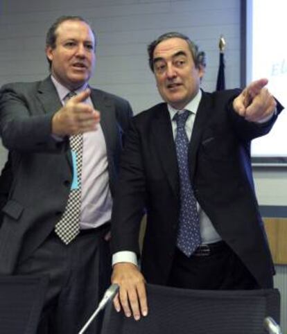 El presidente de Cepyme, Jesús María Terciado (i), y el presidente de la CEOE, Juan Rosell (d). EFE/Archivo