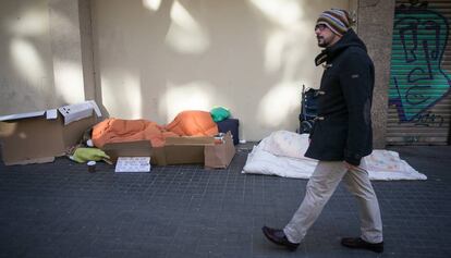 Uns sensesostre al carrer, a Barcelona.