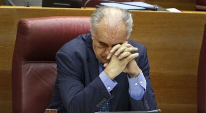 Rafael Blasco en el que ha sido hasta ahora su escaño de las Cortes Valencianas.