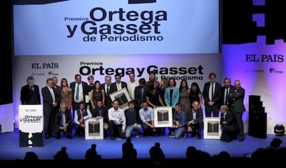 Galardonados y jurado en la última edición de los Ortega y Gasset.