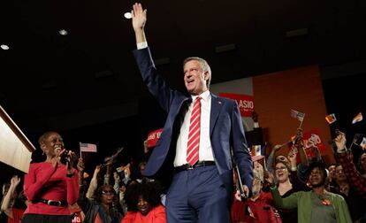 El alcalde de la ciudad de Nueva York, Bill de Blasio, tras su reelección.