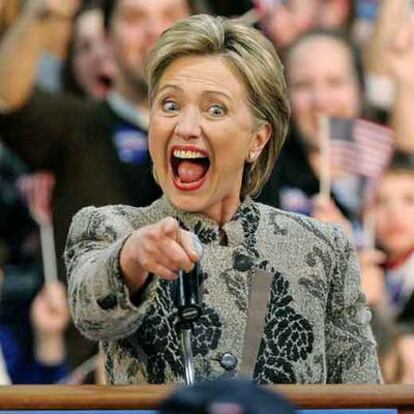 Hillary Clinton celebra con sus partidarios el triunfo electoral en las primarias demócratas de New Hampshire.