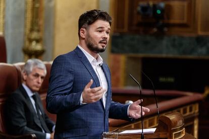 El portaveu d'ERC, Gabriel Rufián, intervé al Congrés. 
 