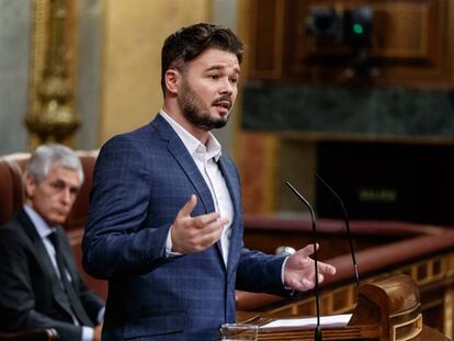 El portavoz de ERC, Gabriel Rufián, interviene en el Congreso.