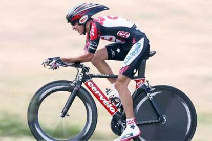 Carlos Sastre, durante la etapa de ayer.