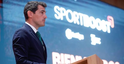 Iker Casillas, exportero internacional español, durante la presentación de su aceleradora Sportboost.