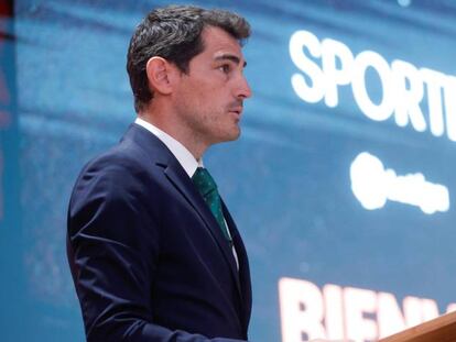 Iker Casillas, exportero internacional español, durante la presentación de su aceleradora Sportboost.