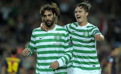 Samaras y Lustig celebran el 0 a 1.