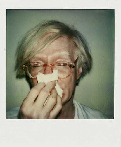 Andy Warhol, Andy about to sneeze, 1978. Polaroid SX-70.