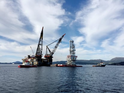 Vista de una plataforma petrolera en Stord (oeste de Noruega).