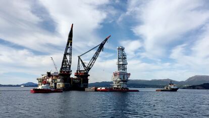 Vista de una plataforma petrolera en Stord (oeste de Noruega).