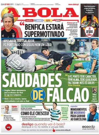 Portada del diario portugués 'A Bola'.