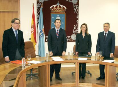 Méndez, Feijóo, Fernández Currás y Gayoso, en el Parlamento de Galicia.