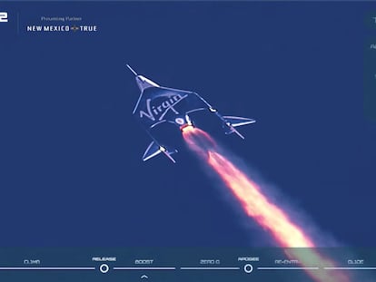 A nave ‘Unity’, da Virgin Galactic, começa sua ascensão neste domingo, com o bilionário Richard Branson a bordo.