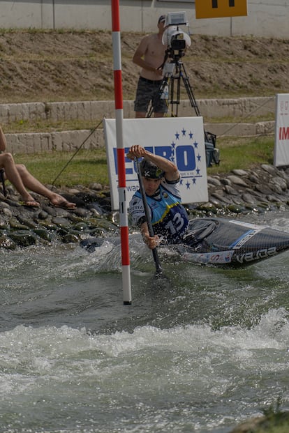 Miquel Travé, en el canal de aguas bravas de Liptovsky Mikulas (Eslovaquia) donde este domingo ha ganado el bronce. David Llorente.