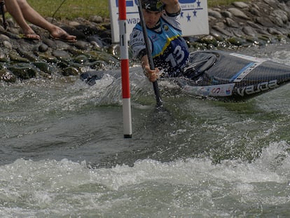 Miquel Travé, en el canal de aguas bravas de Liptovsky Mikulas (Eslovaquia) donde este domingo ha ganado el bronce. David Llorente.