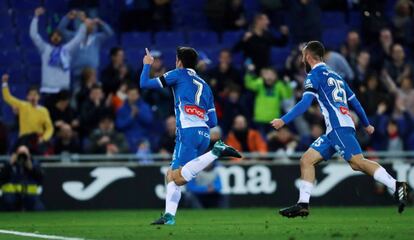 Gerard Moreno celebra su gol ante el Athletic. 