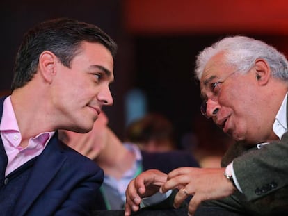 Pedro Sánchez y Antònio Costa, primer ministro de Portugal, en el Congreso de los socialistas europeos.