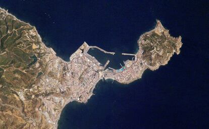 This is how the Spanish exclave city of Ceuta, on the African side of the 13-kilometer Strait of Gibraltar that separates Spain from Morocco, looks from the ISS. The shot was captured by a Kodak 760C on July 21, 2007.
