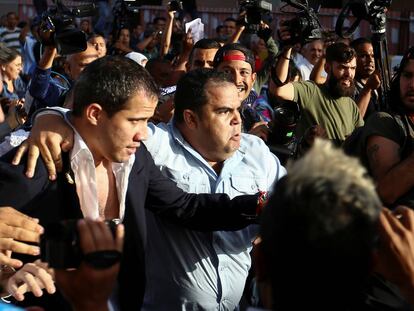 Juan Guaidó a su llegada al aeropuerto Simón Bolivar en Maiquetía, Venezuela.