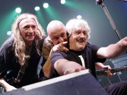 El grupo madrileño de rock Leño durante el concierto en la sala Caracol en 2010.