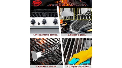 Cepillo para barbacoa sobre fondo blanco.