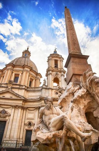 La fuente de la Piazza Navona de Roma fue ideada por Borromini, pero el diseño recayó al final en Bernini.