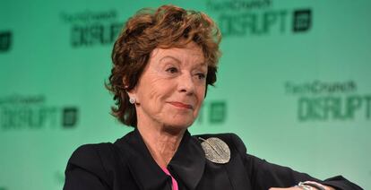 Neelie Kroes, en un evento de disrrupción tecnológica en Londres, durante su cargo como comisaria de Competencia y Agenda Digital de la UE, en 2014.