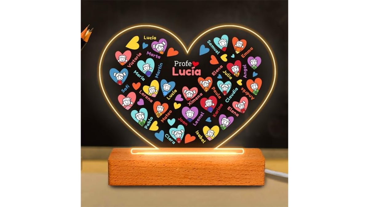Lámpara en forma de corazón.