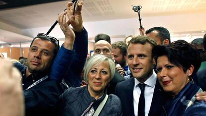 Emmanuel Macron en un congreso de empresarios de la construcción en París.