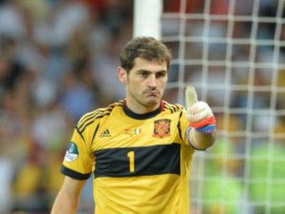 Casillas, durante la final de la Eurocopa ante Italia.
