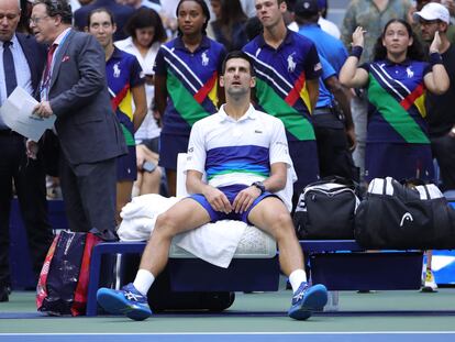 Djokovic, tras caer contra Medvedev en la final del año pasado en Nueva York.