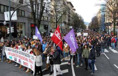 Manifestación en Bilbao durante la huelga de los profesores de la red de enseñanza concertada.