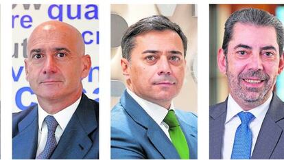 Los consejeros delegados de las grandes promotoras. Desde la izquierda, David Martínez (Aedas); Borja García-Egocheaga (Neinor); Jorge Pérez de Leza (Metrovacesa); José Ignacio Morales (Vía Célere), y José Carlos Saz (Habitat).