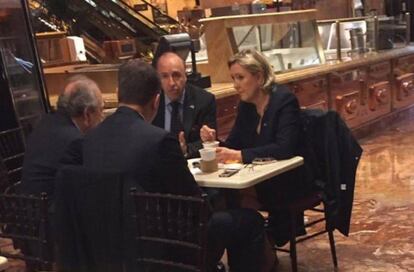 Marine Le Pen, este jueves en la Torre Trump.