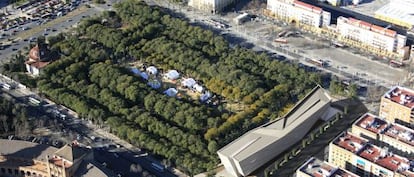 Recreaci&oacute;n virtual de c&oacute;mo habr&iacute;a quedado la biblioteca de Zaha Hadid en el Prado de San Sebasti&aacute;n. 