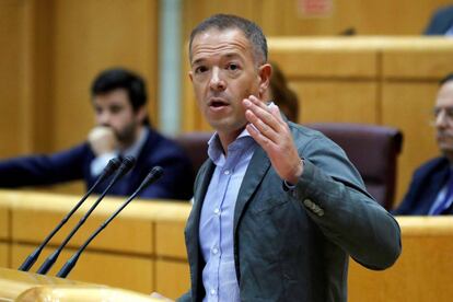 El senador del PSOE Ander Gil, durante su intervención en el pleno del Senado.