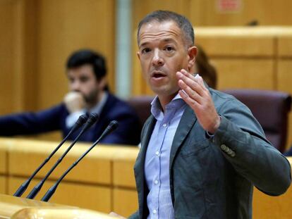 El senador del PSOE Ander Gil, durante su intervención en el pleno del Senado.