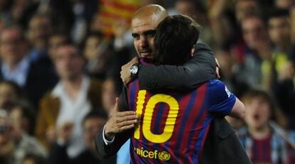 Messi le dedica a Guardiola su último gol.