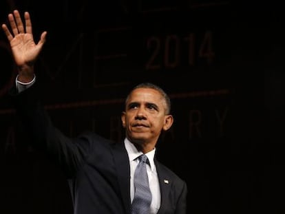 Barack Obama durante a comemoração do 50 aniversário da Ley de Derechos Civiles.