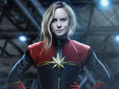 Imagen promocional de Brie Larson como Capitana Marvel.