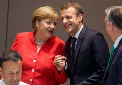 Merkel y Macron, durante la cumbre europea de la semana pasada en Bruselas.