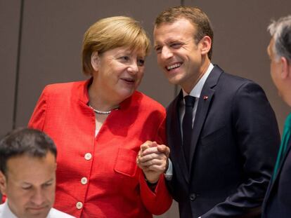 Merkel y Macron, durante la cumbre europea de la semana pasada en Bruselas.