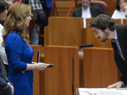 Fotograf&iacute;a de archivo de Pedro de Palacio durante su jura como procurador de Podemos en las Cortes de Castilla y Le&oacute;n. 