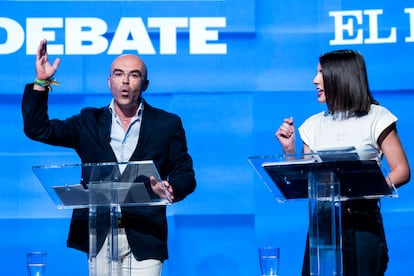 Jorge Buxadé (Vox) e Irene Montero (Podemos), en el debate organizado por EL PAÍS y la SER.