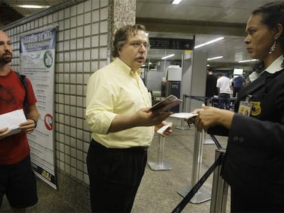 Luis Herrero, a su llegada al aeropuerto de São Paulo